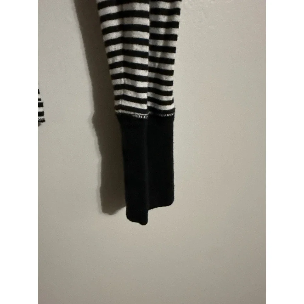 Victorias Secret PINK Striped Hooded Top Black White V-Neck Empire Waist Small - Picture 5 of 7